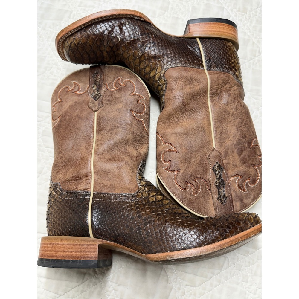 Cody James Western Boots Mens 9 D Brown Snakeskin Leather Square Toe